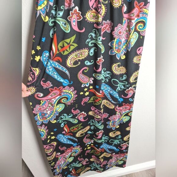IB Diffusion Multicolor Black Y2K Psychedelic Paisley Goddess Strap Maxi Dress L - Picture 5 of 5